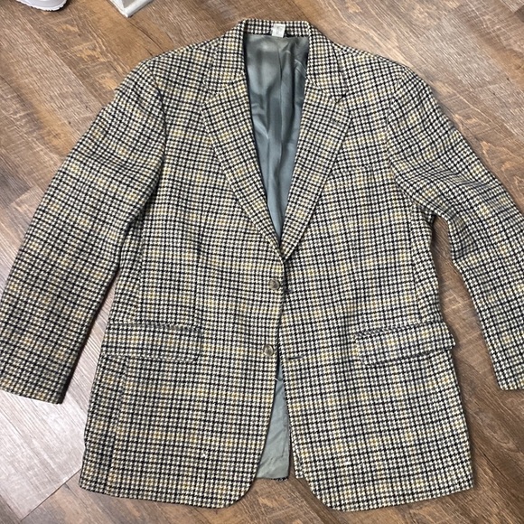 100%CAMEL HAIR HOUNDSTOOTH BLAZER BILL BASS PARISIAN BLACK LABEL MADE IN MEXICO - Picture 9 of 15